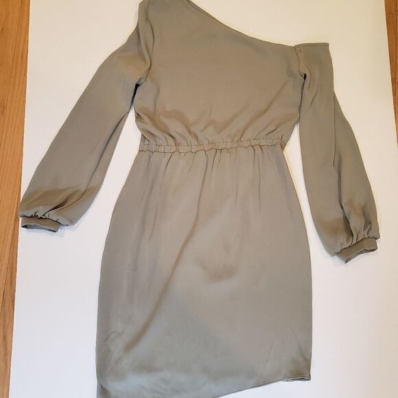 L'agence Long Sleeve Green Wrap Skirt Dress - Picture 4 of 5